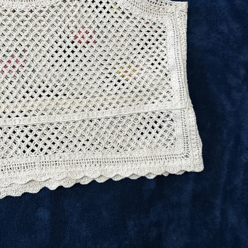 Rebellion Again Womens Crochet Crop Top Size L Cream Embroidered Dainty Festival